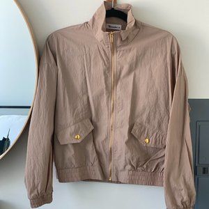 VERNACULAR NYLON BLUSH BOMBER WITH GOLD DETAILING